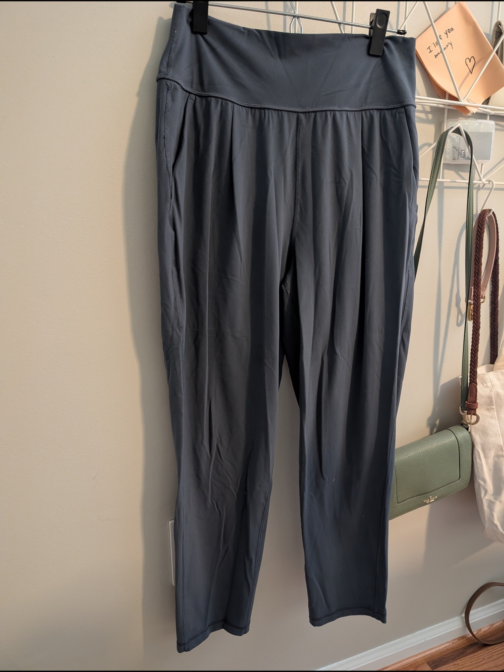 Athleta Slate Blue Wide-Waistband Pull-On Joggers